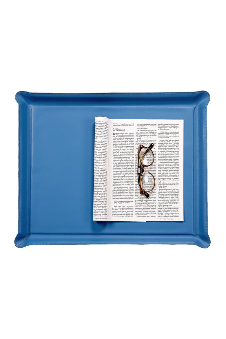 Grande Leather Ottoman Tray, Alternate, color, BLUE