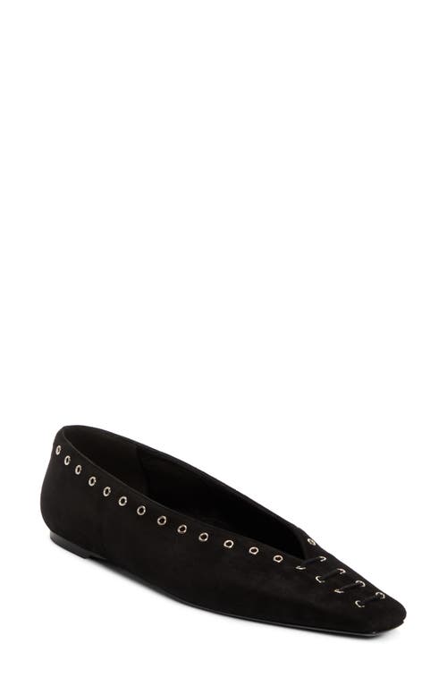 Totême Lace-up Eyelet-embellished Suede Ballet Flats In Pepper