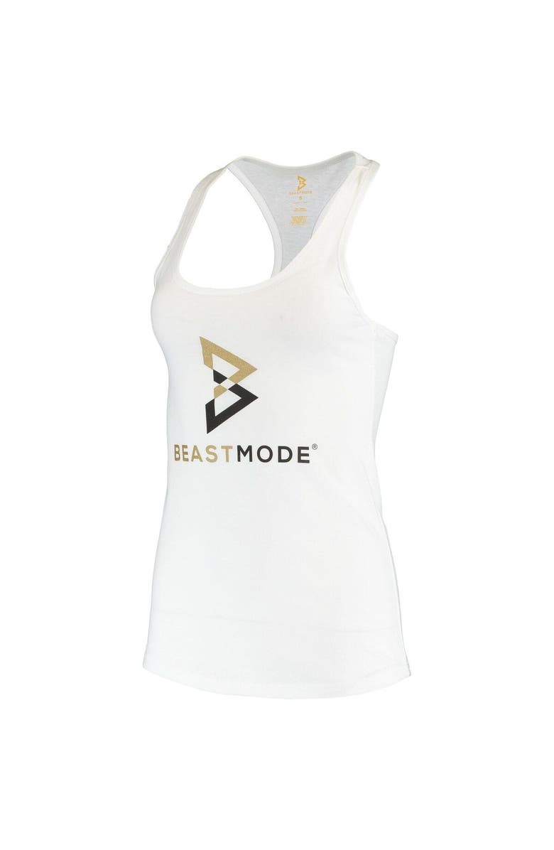 Beast Mode Women's Beast Mode White Double Logo Scoop Neck Tank Top, Alternate, color, 