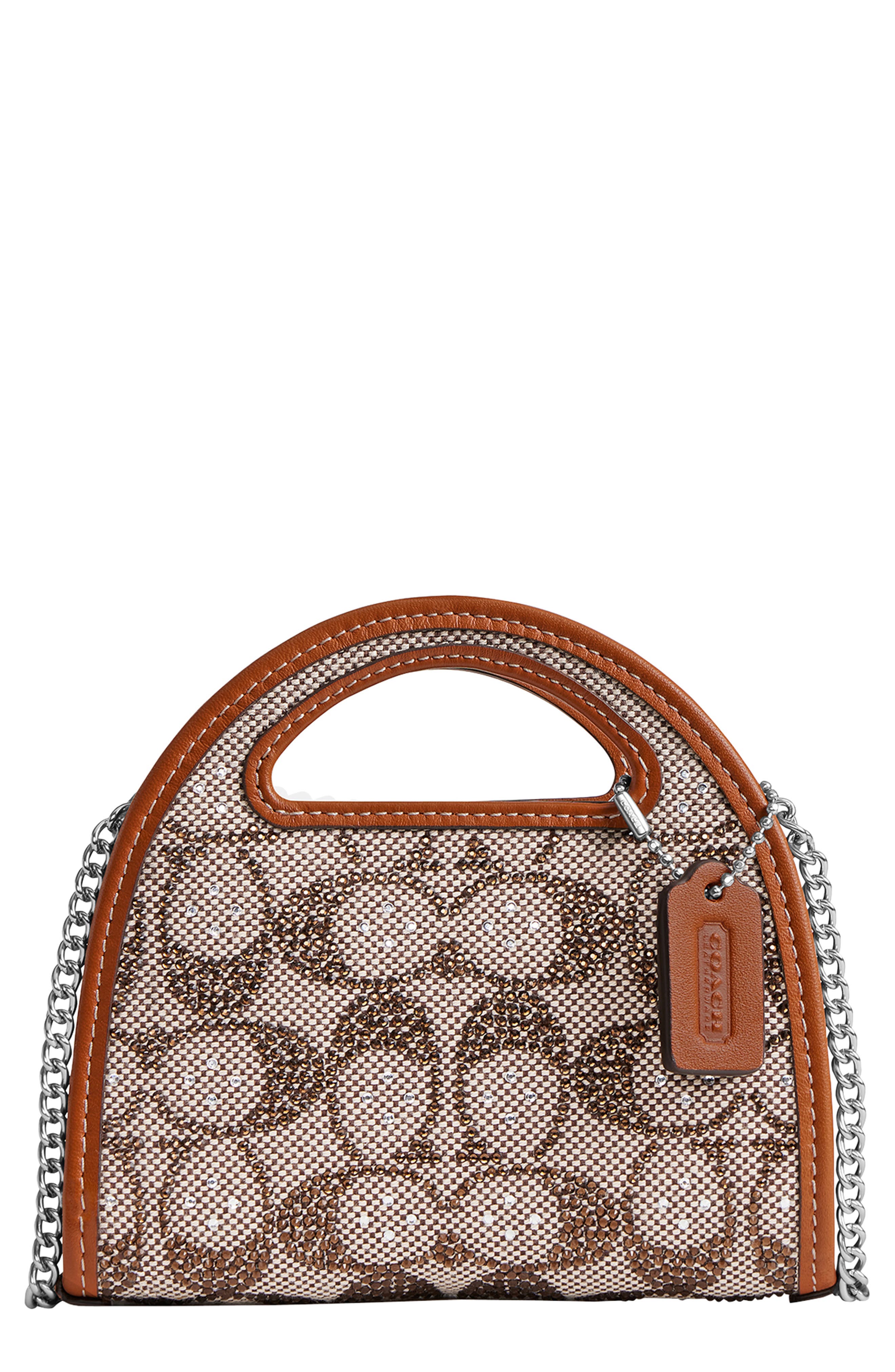 COACH Crystal Signature Jacquard Top Handle Card Holder, Main, color, 