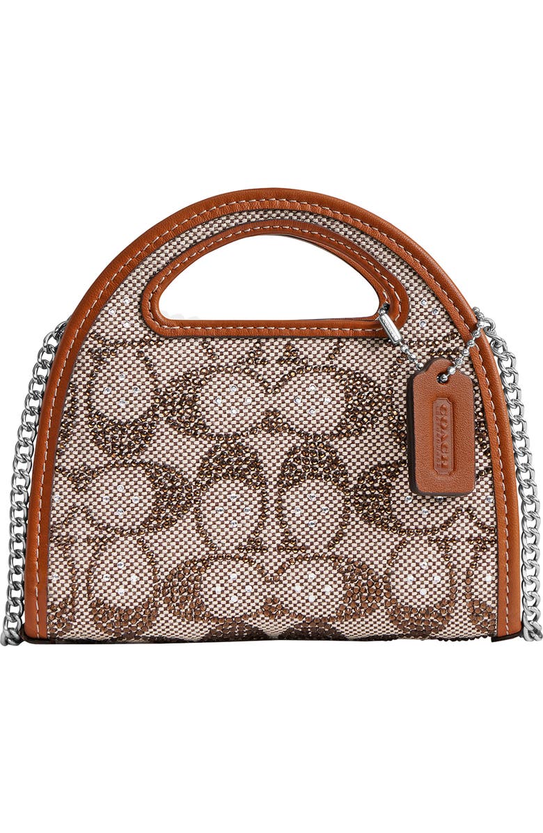 COACH Crystal Signature Jacquard Top Handle Card Holder, Main, color,