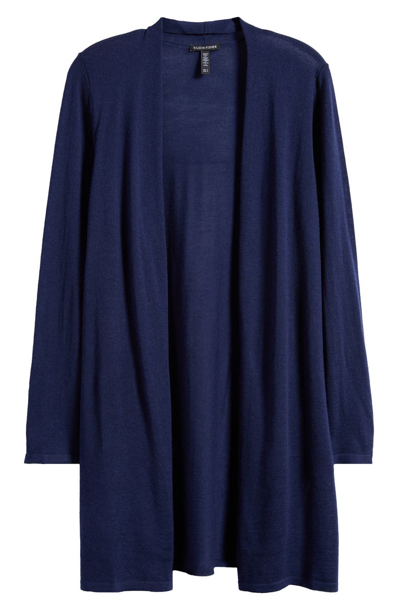 Eileen Fisher Open Front Merino Wool Cardigan, Alternate, color, Midnight