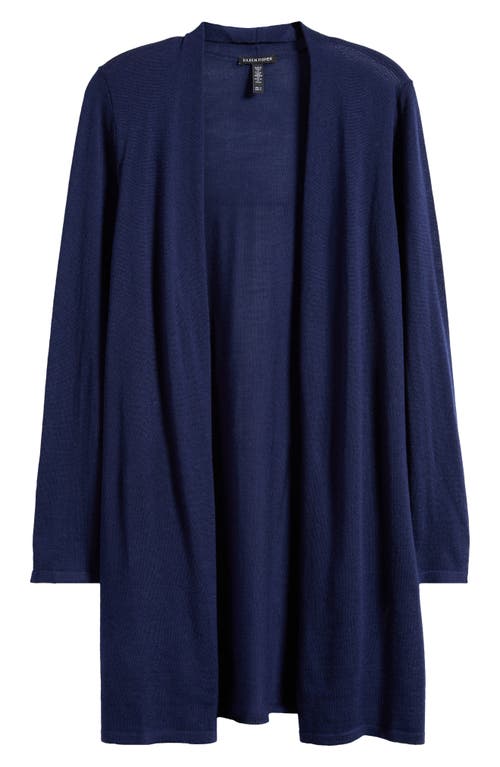 Shop Eileen Fisher Open Front Merino Wool Cardigan In Midnight
