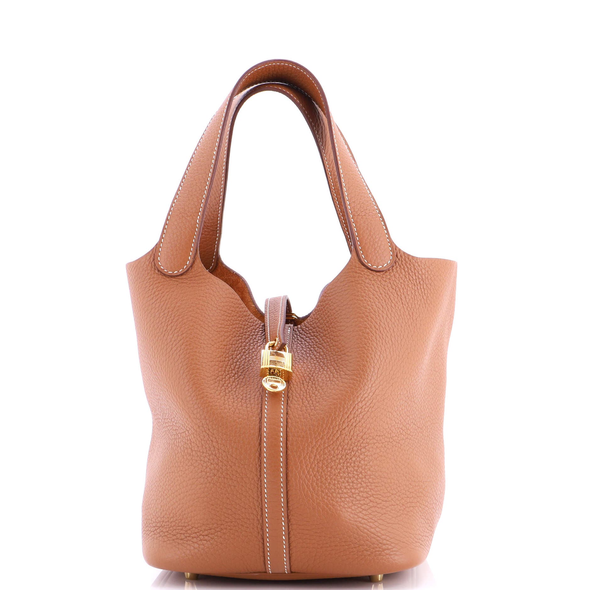 Pre-Owned Hermes Picotin Lock Bag Clemence MM, Main, color, Gold