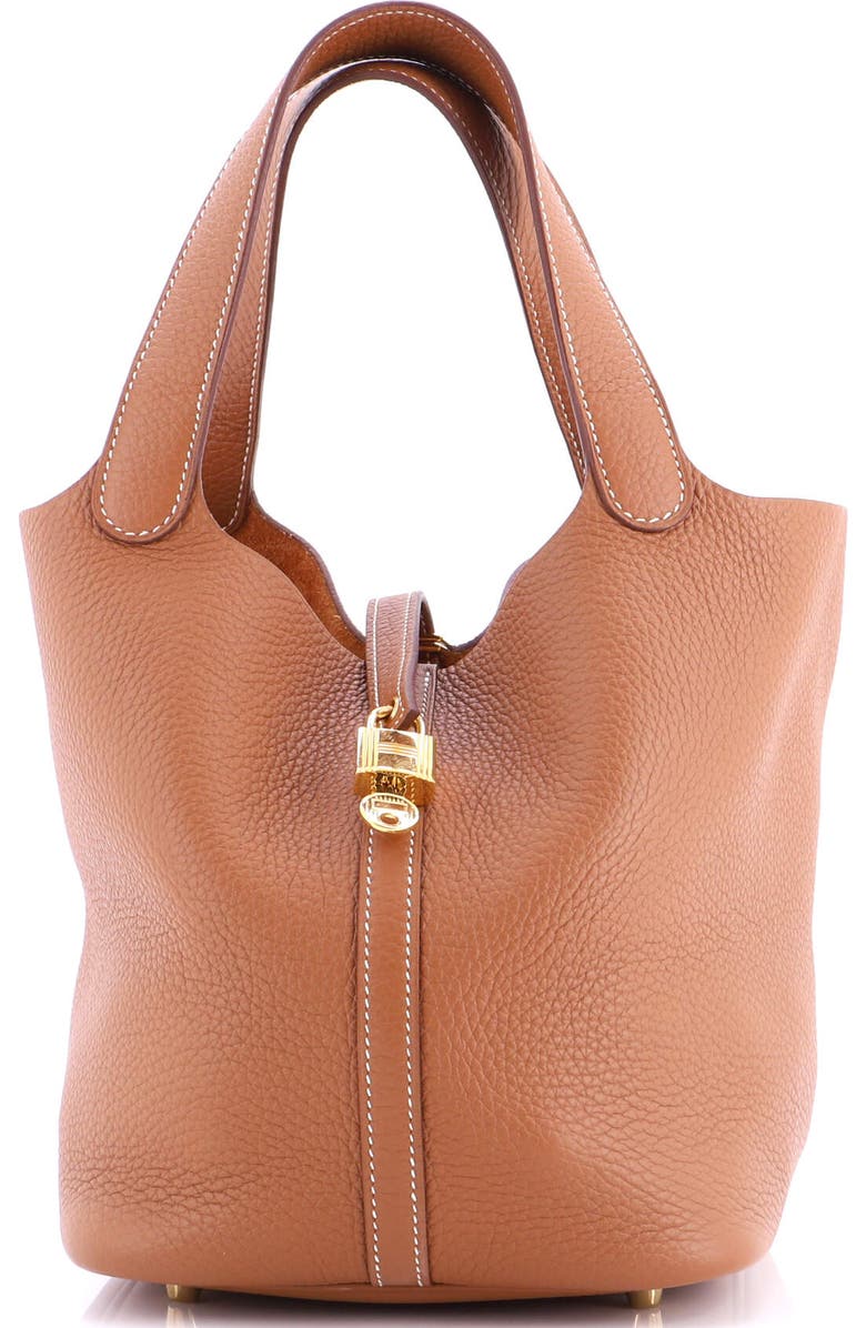 Pre-Owned Hermes Picotin Lock Bag Clemence MM, Main, color, Gold