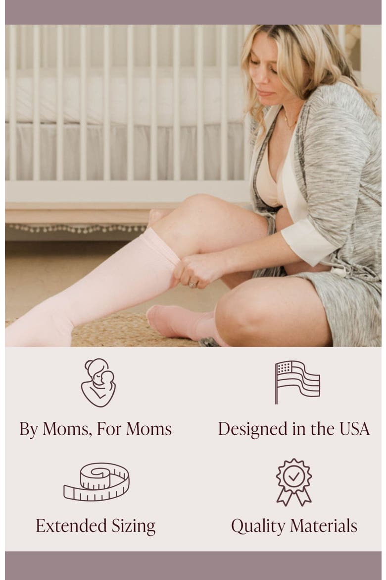 Premium Maternity Compression Socks, Alternate, color, Pink & Grey Heather