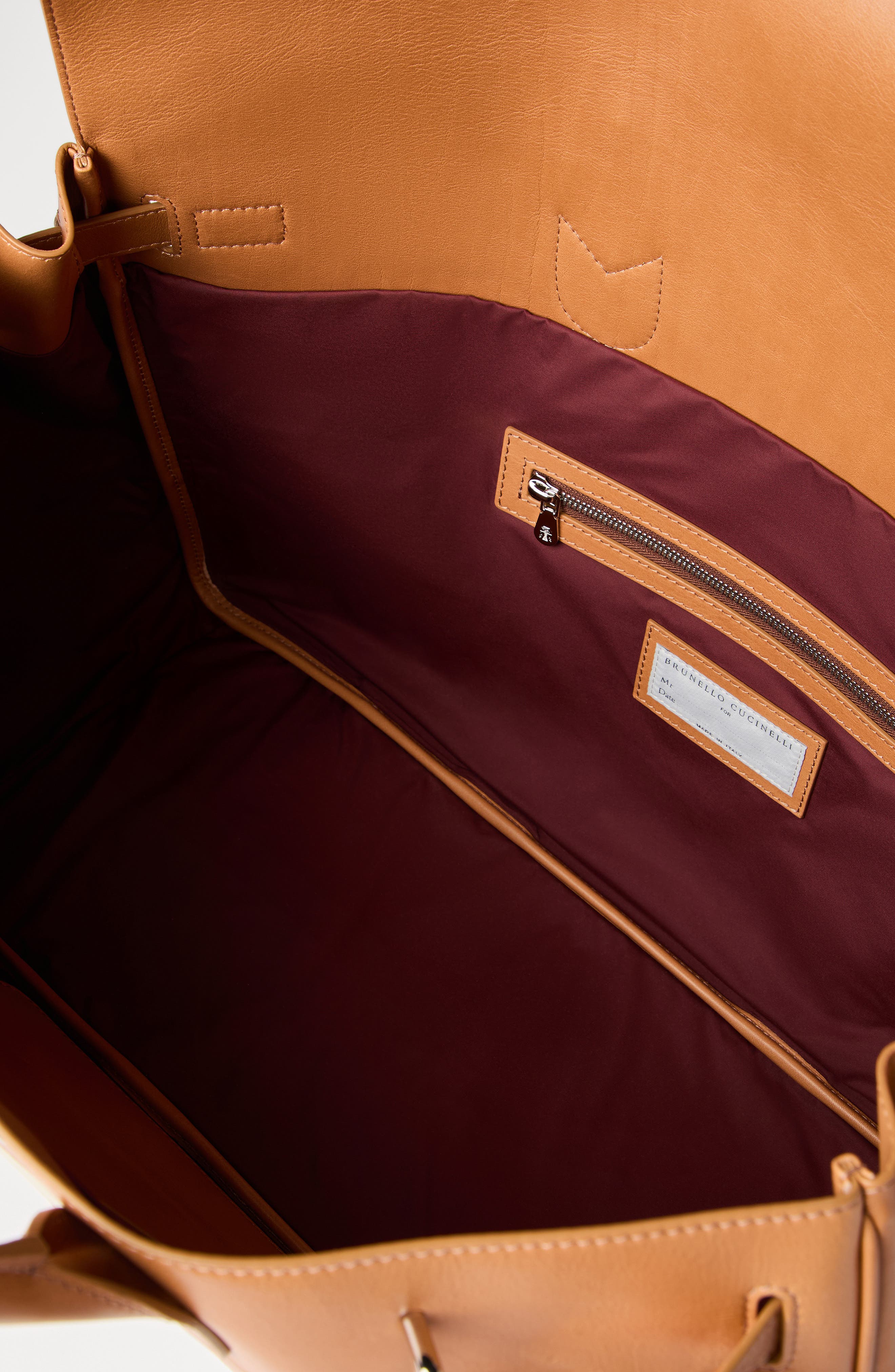 Brunello Cucinelli Calfskin and cowhide bag, Alternate, color, Ivory