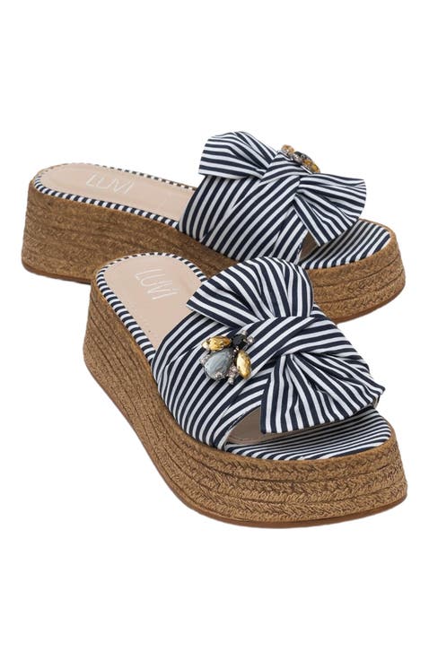 Shara Braided Bow & Bee Buckle Platform Sandal