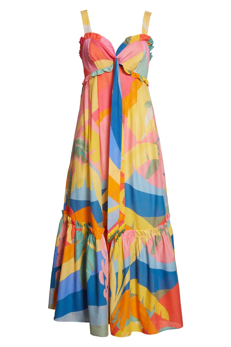 Tropical Sunset Tie Front Dress, Alternate, color, TROPICAL SUNSET