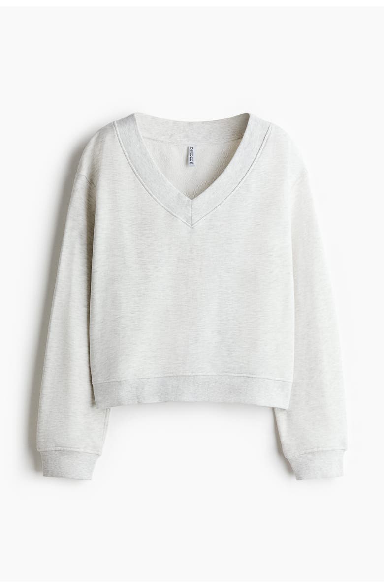 H&M V-neck Sweatshirt, Main, color, Light Gray Melange