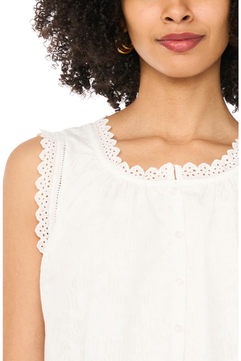 Sleeveless Button Front Crop Top, Alternate, color, ULTRA WHITE