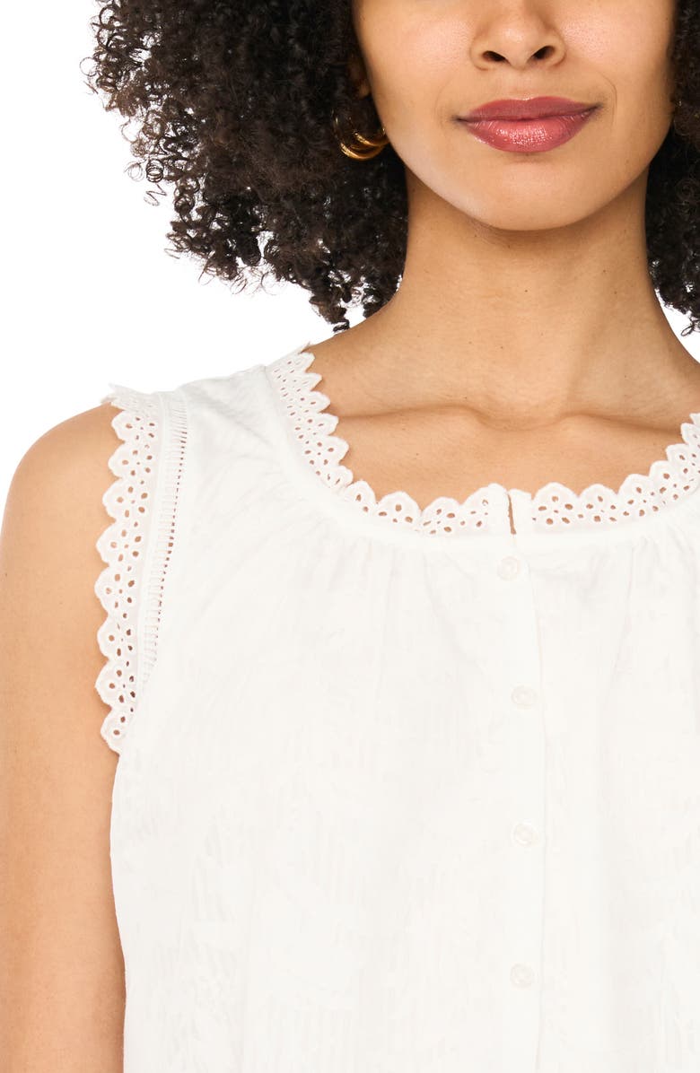 Vince Camuto Sleeveless Button Front Crop Top, Alternate, color, Ultra White