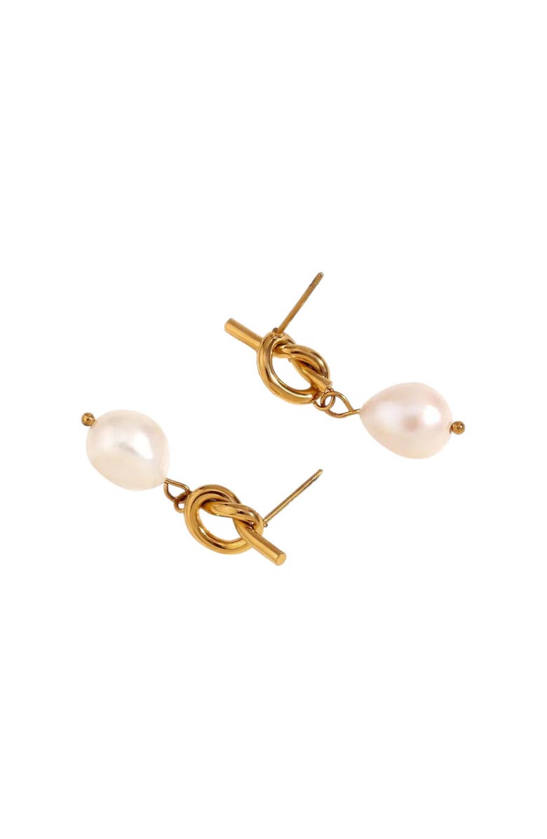 DLORIA Knot Earrings with Pearl Dangle, Alternate, color,