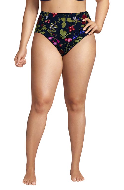 LANDS' END LANDS' END RIBBED SMOOTHING HIGH WAISTED BIKINI BOTTOMS 