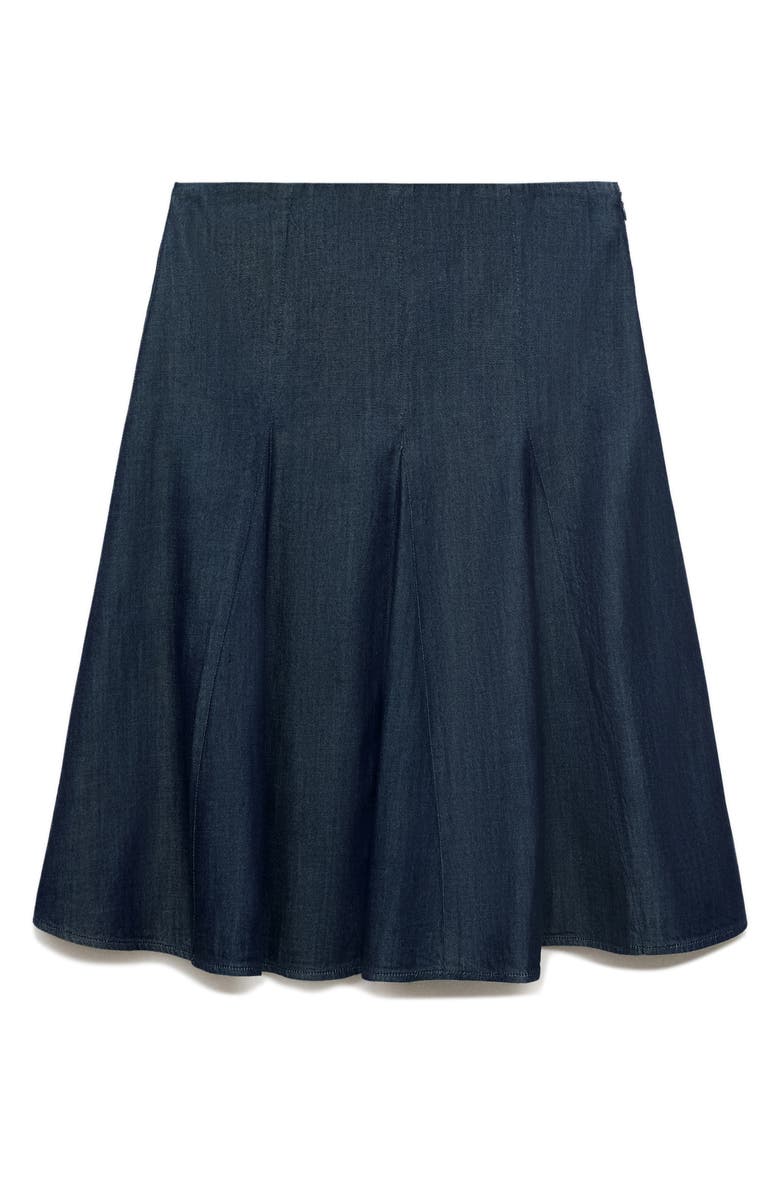 MANGO Pleated A-Line Denim Skirt, Alternate, color, Open Blue
