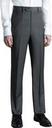 Santorelli Flat Front Wool Herringbone Dress Pants