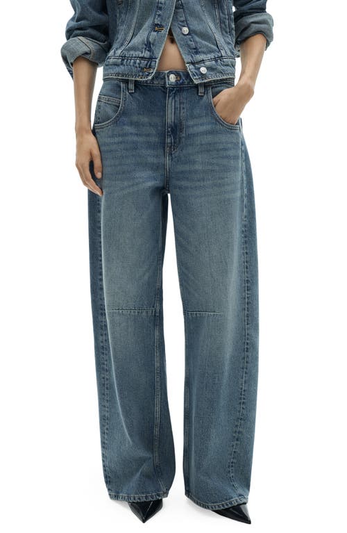 Mango Astrid Wide Leg Jeans In Medium Blue
