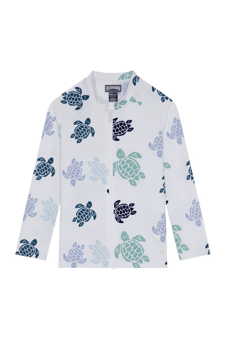 Boys Zipped Long Sleeves Rashguard Tortues Multicolores, Main, color, White