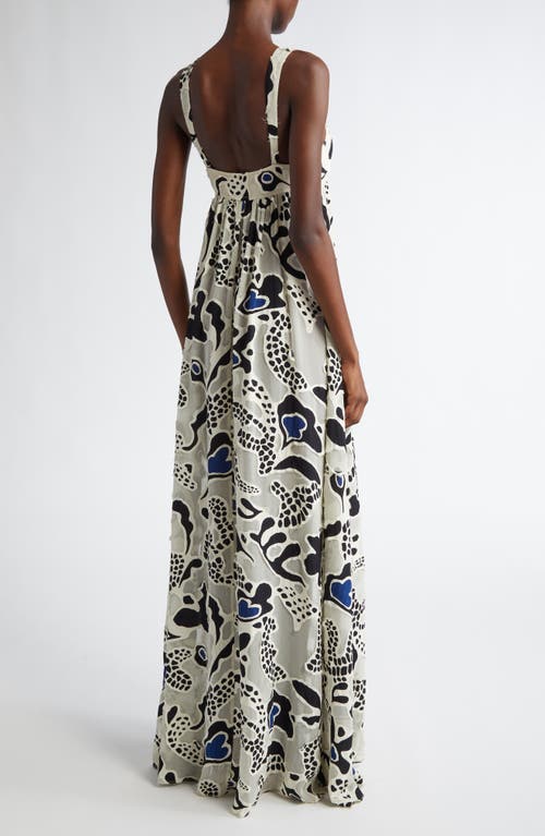 Ulla Johnson Leilani Abstract-print Applique Sweetheart Gown In Porcelain