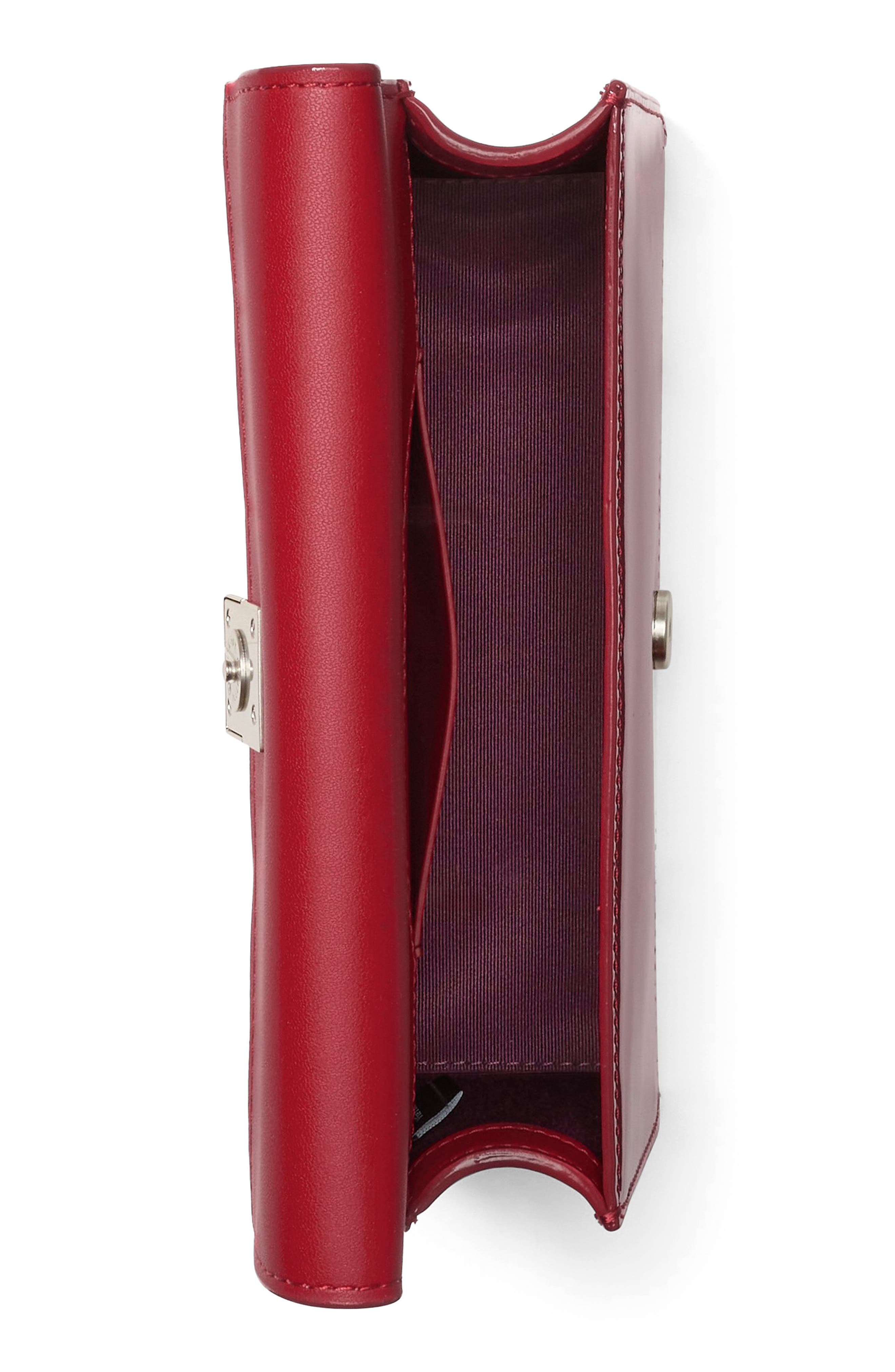 Kate Spade New York mini deco patent leather convertible chain crossbody bag, Alternate, color, Dark Scarlet