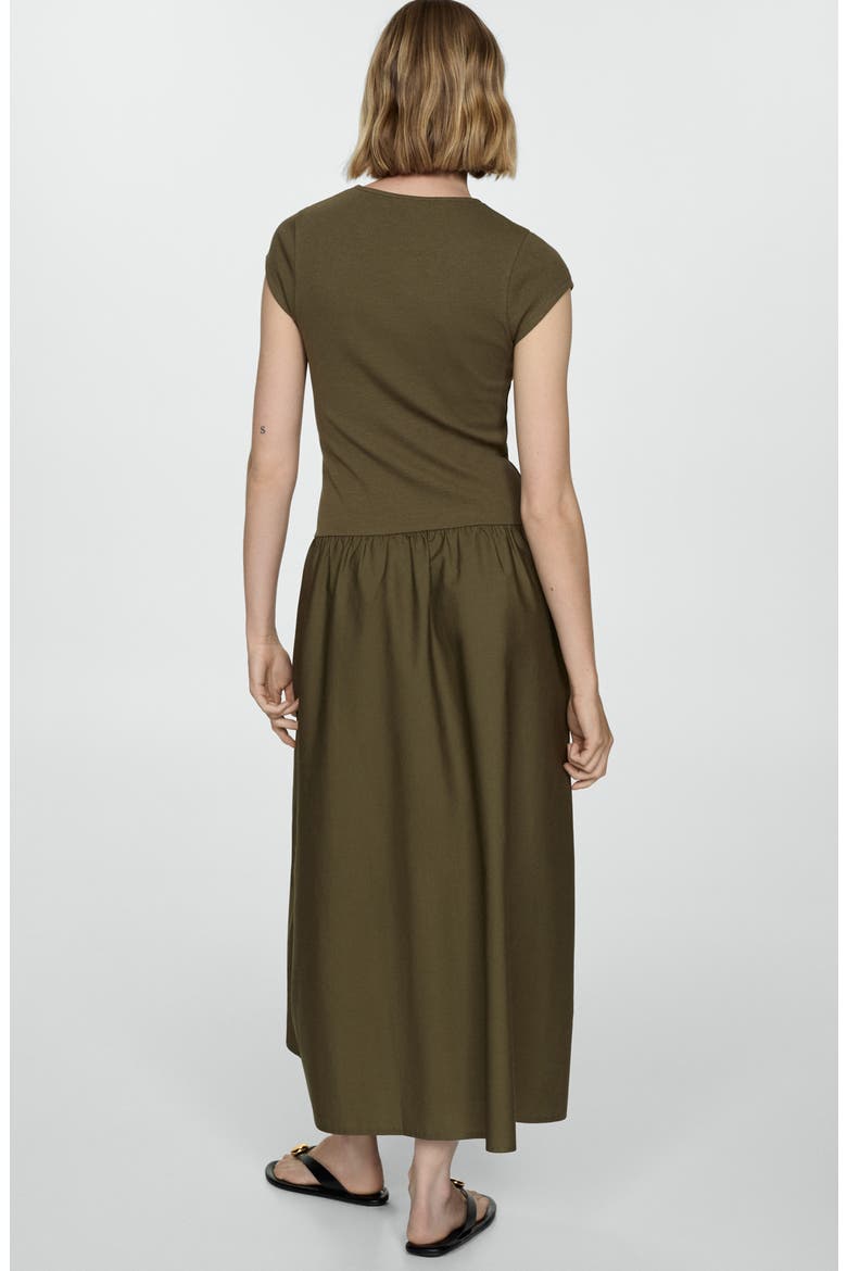 Mixed Media Fit & Flare T-Shirt Dress, Alternate, color, KHAKI GREEN