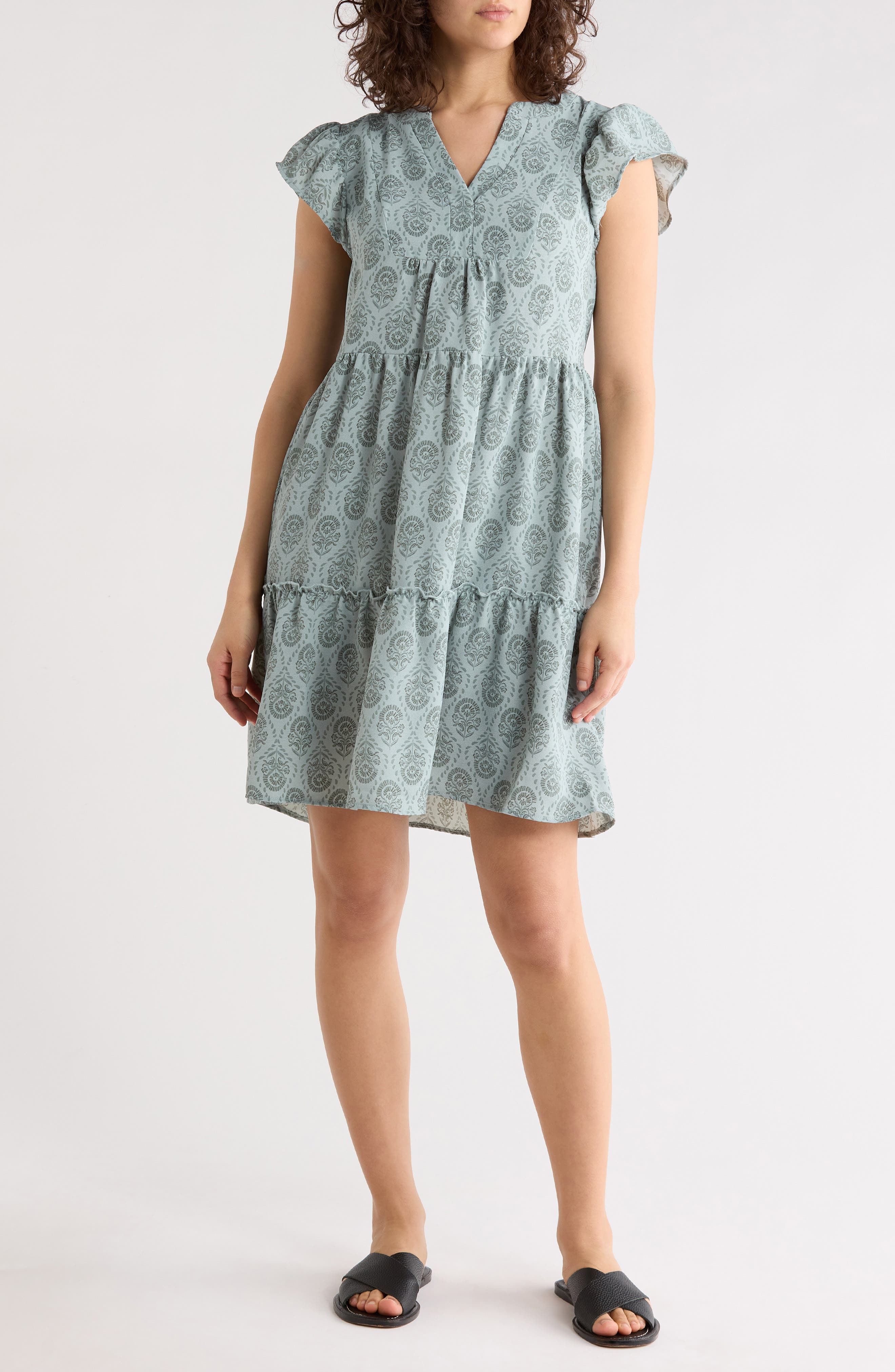 Flutter Sleeve Tiered Minidress - image 3