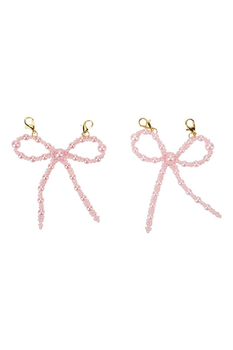 Pink Pearl Bow Shoe Charms - Multi-Sized Faux Pearl Bow Charms with Lobster Clips for Sneakers, 2.75x3.3 Inch, Alternate, color, Multicolor