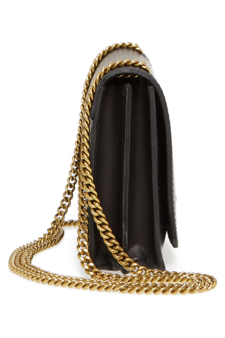 Chain Leather Crossbody Bag, Alternate, color, TRUE BLACK