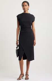 Nordstrom Ruched Funnel Neck Midi Dress