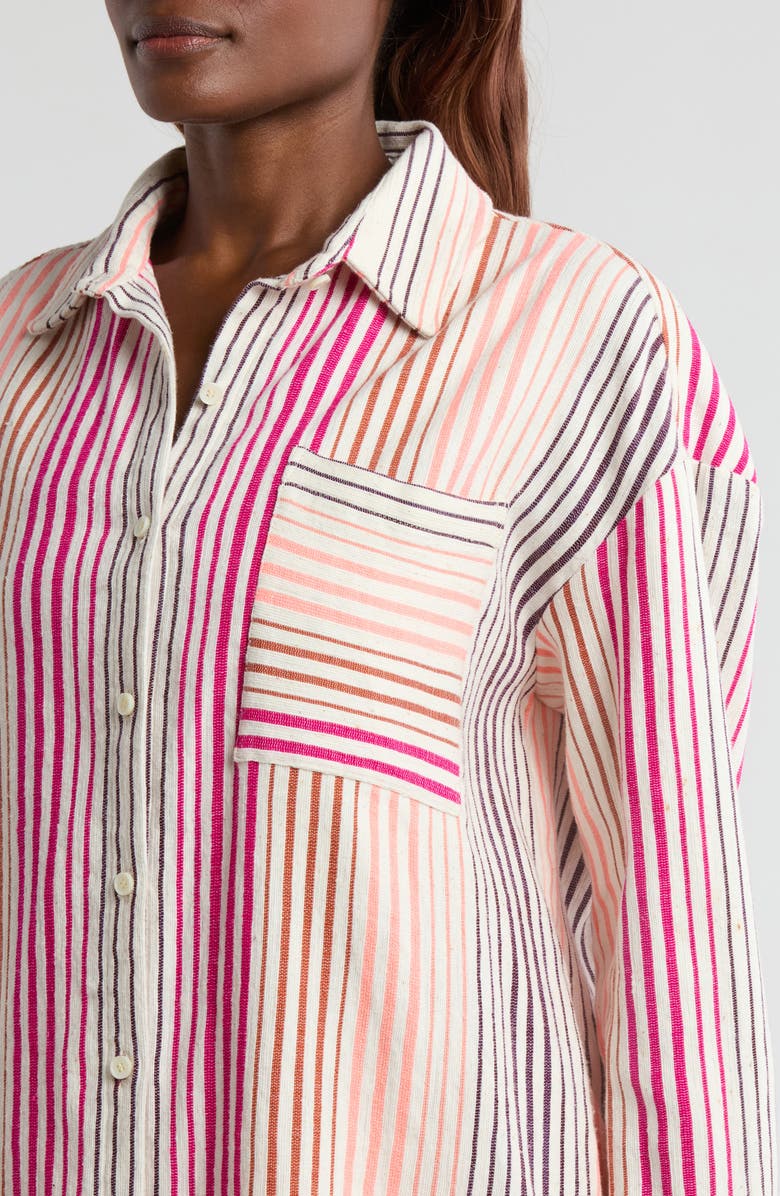 lemlem Mariam Button-Up Shirt, Alternate, color, Enjori Plum