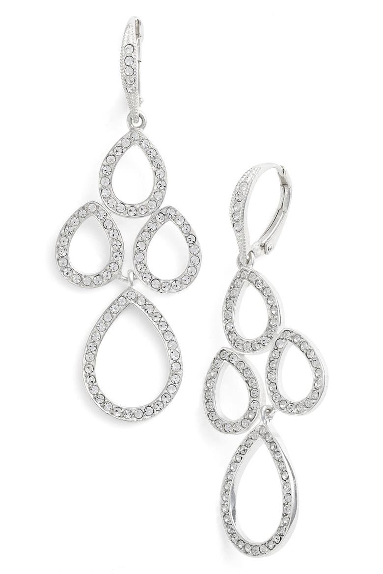 Crystal Chandelier Earrings, Main, color, WHITE/ SILVER