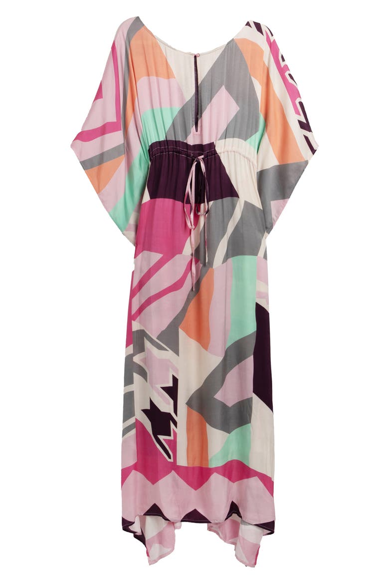 Abstract Geometric Keyhole Caftan, Alternate, color, PINK COMBO