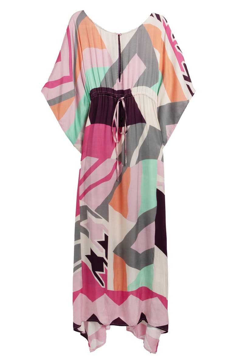 SAACHI Abstract Geometric Keyhole Caftan, Alternate, color, Pink Combo
