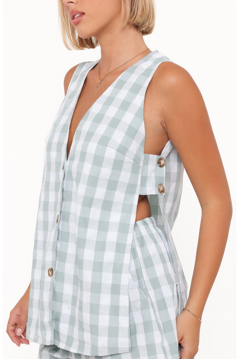 Miller Gingham Vest & Shorts Set, Alternate, color, SAGE GINGHAM