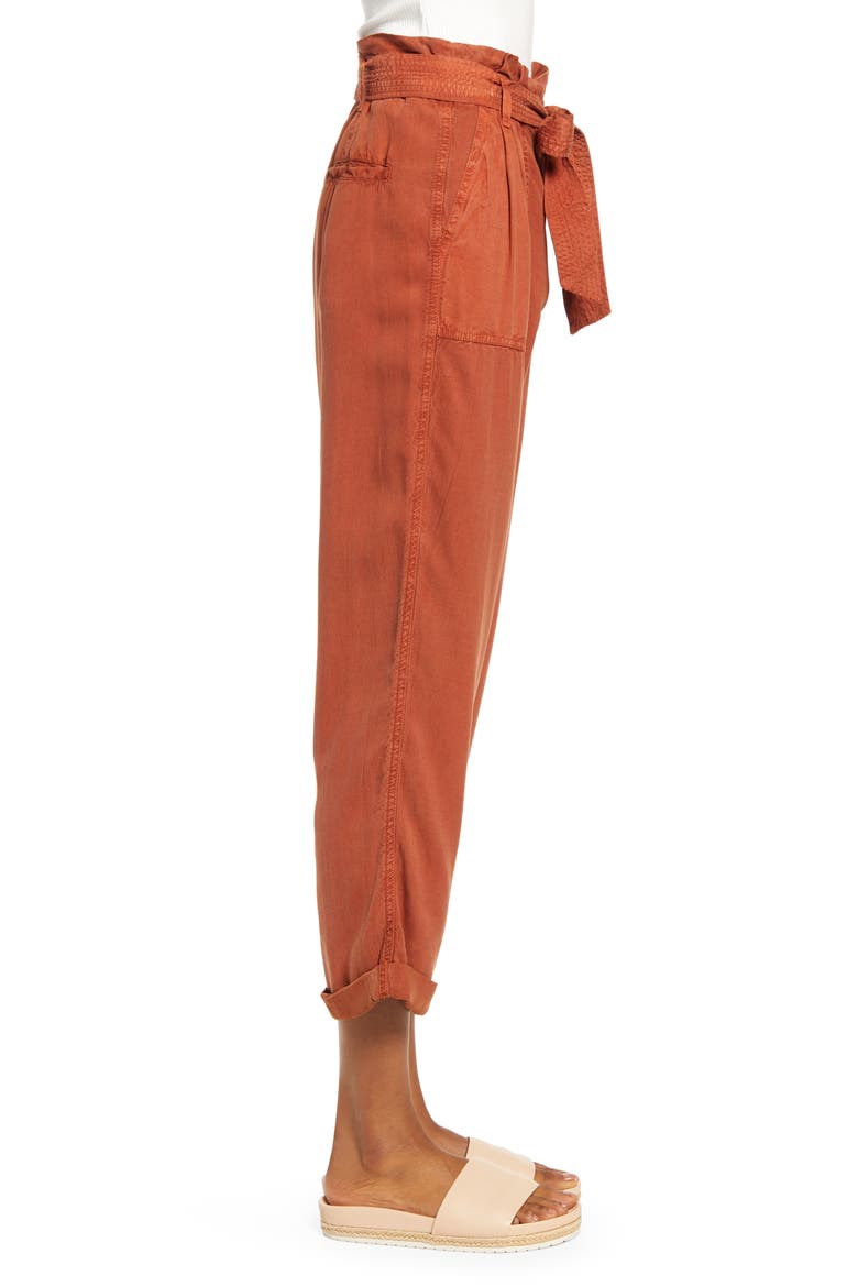Paperbag Waist Pants, Alternate, color, BROWN COCONUT