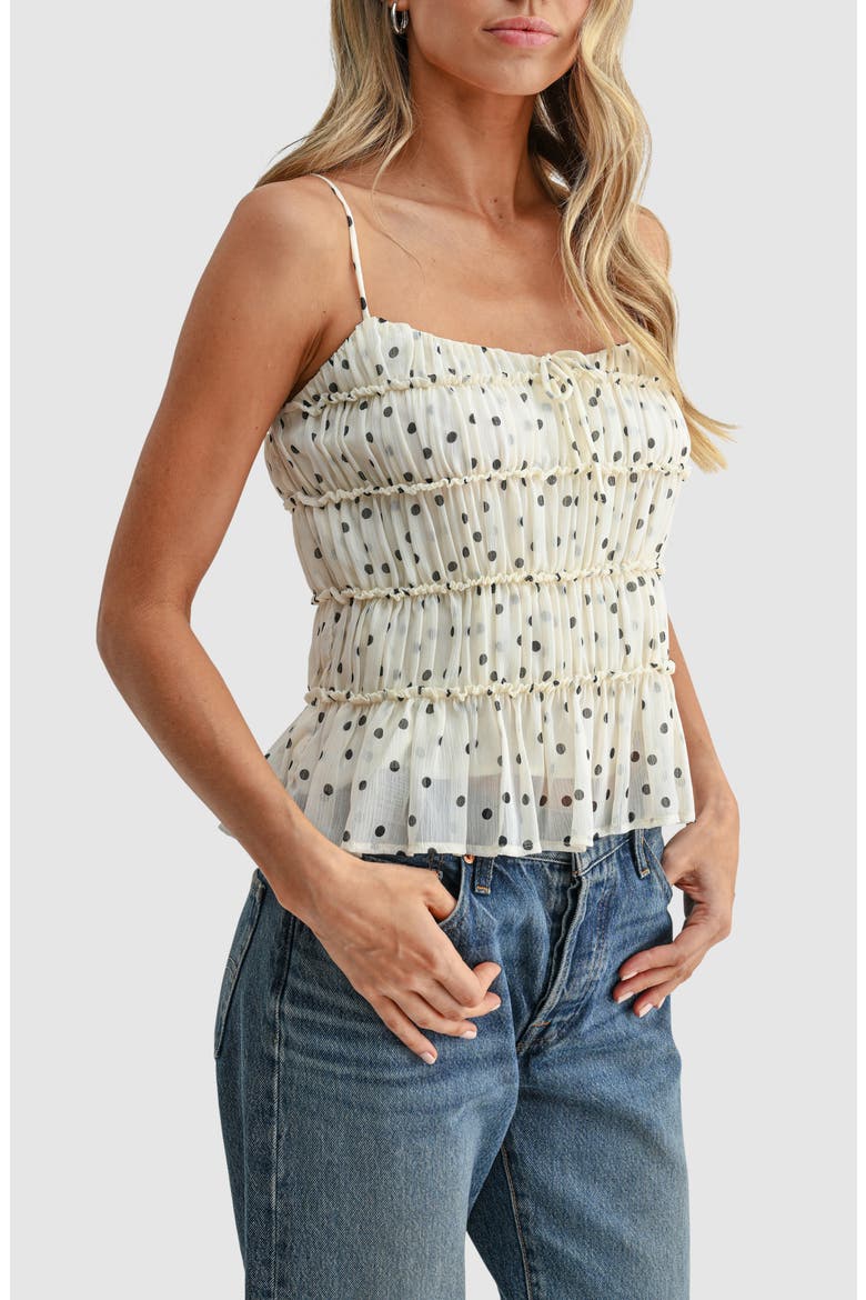 Polka Dot Sleeveless Peplum Top, Alternate, color, IVORY BLACK DOT