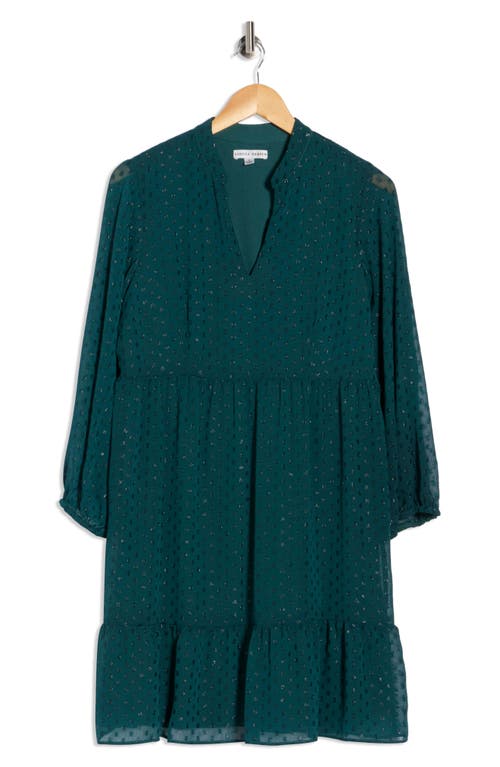 Sandra Darren Shimmer Swiss Dot Long Sleeve Dress In Green