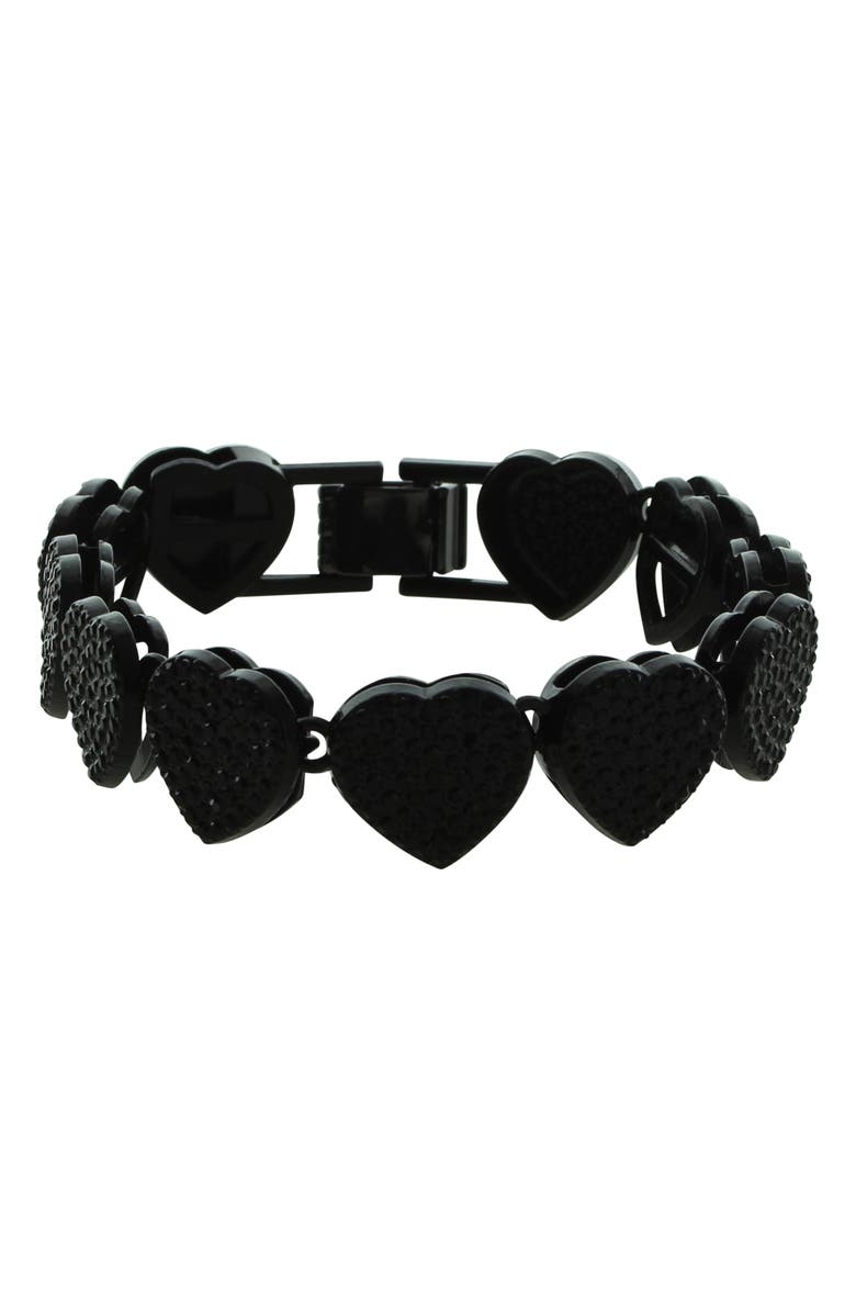 OLIVIA WELLES Icy Heart Bracelet, Main, color, Black