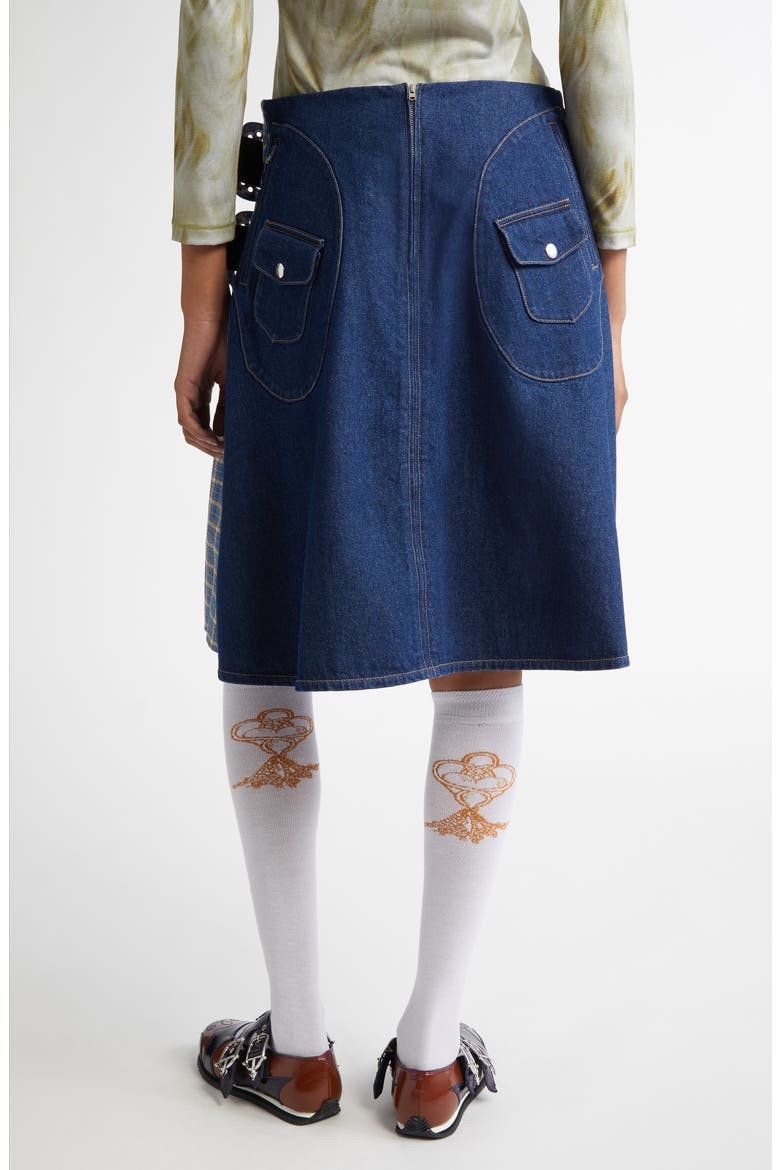 Marshal Plaid Belted Denim Skirt, Alternate, color, BLUE TARTAN