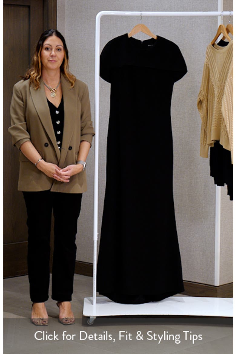 Cape Short Sleeve Scuba Crepe Gown video