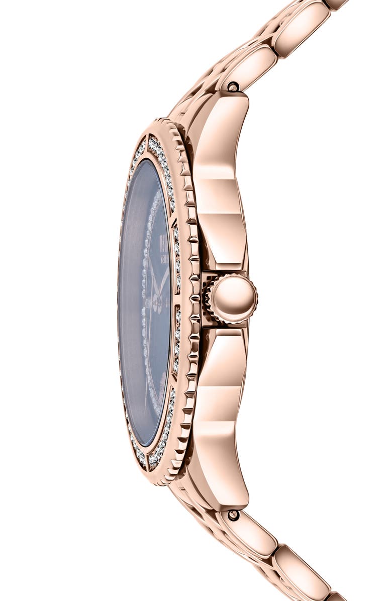 VERSUS Versace Montorgueil Swarovski Crystal Embellished Bracelet Watch, 38mm, Alternate, color, Rosegold