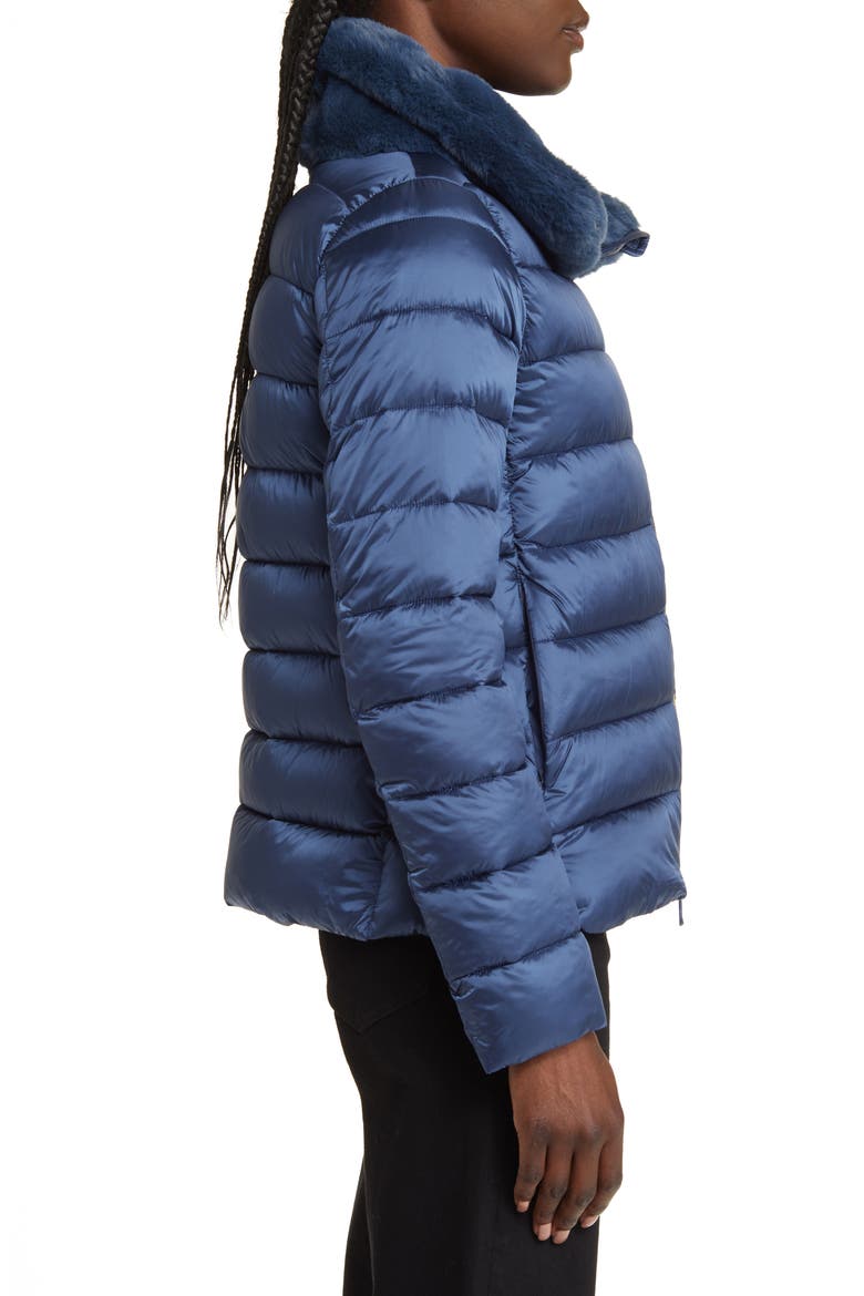 Mei Faux Fur Collar Puffer Jacket, Alternate, color, NAVY BLUE