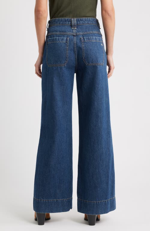 Rag & Bone Selah High Rise Tailored Wide Leg Jeans In Kenme In Blue