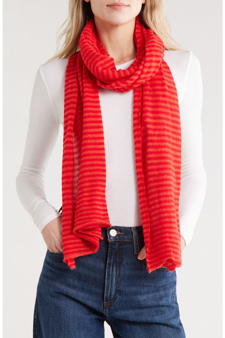 Stripe Wool Blend Scarf, Main, color, MANDARIN/ CHERRY