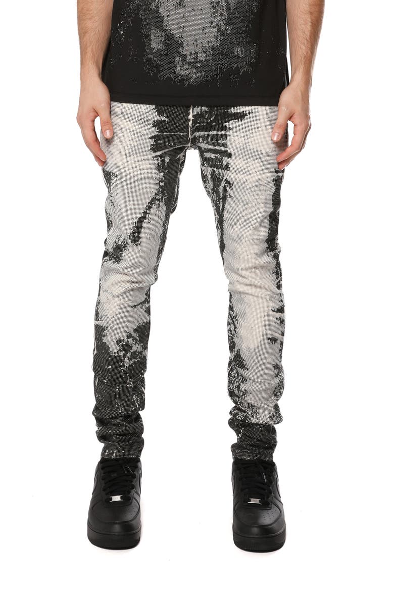 Trompe l'Oeil Skinny Jeans, Main, color, BLACK