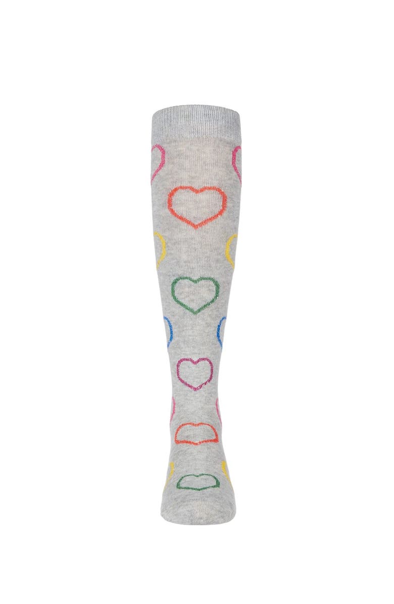 MeMoi Dazzling Hearts Knee High Socks, Alternate, color, Lt Gray Heather