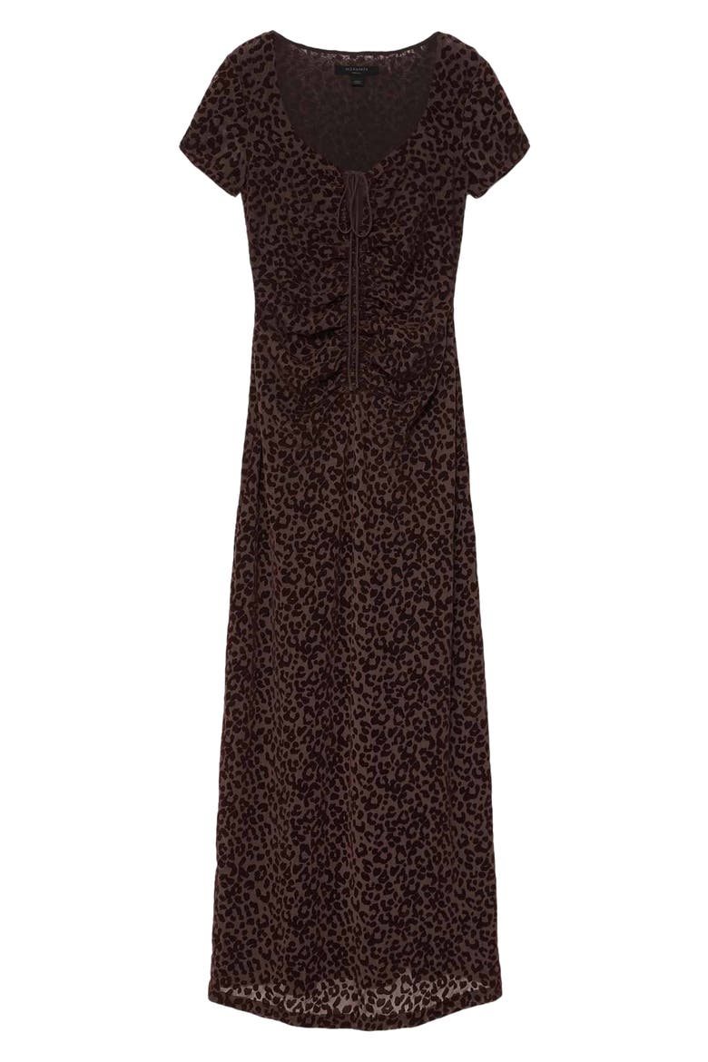 Gabby Mesh Maxi Dress, Alternate, color, BROWN FLOCK