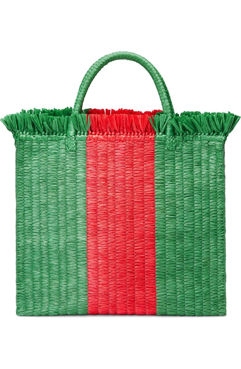 Gucci Web Woven Straw Tote, Alternate, color,