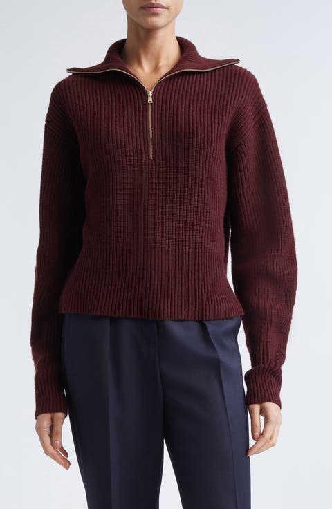 Nadar Crop Merino Wool & Cashmere Funnel Neck Sweater