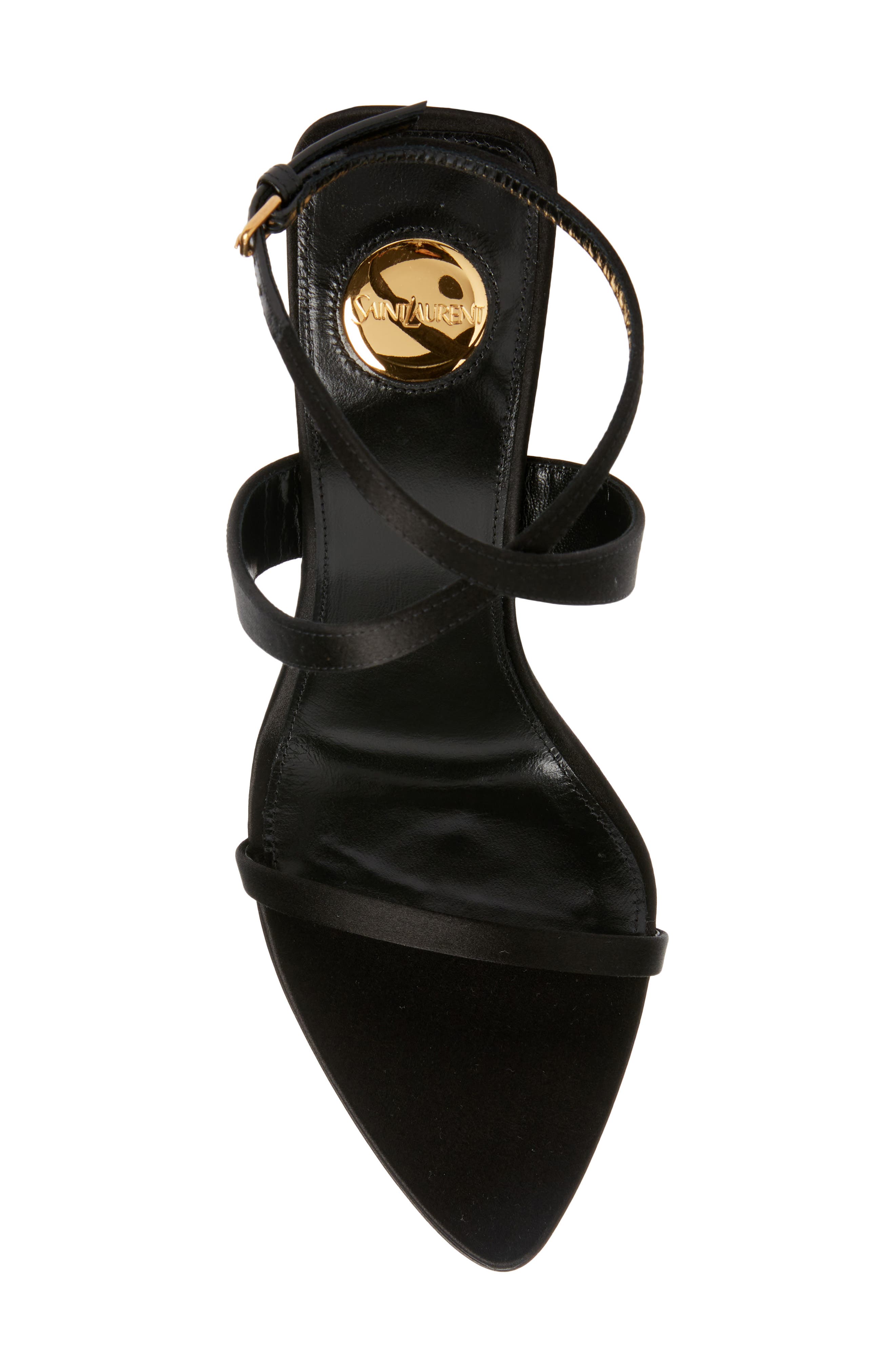 Saint Laurent Sculpted Wedge Sandal, Alternate, color, Noir/ Sun Gold